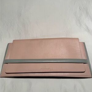 Jill Sander light pink and gray leather clutch